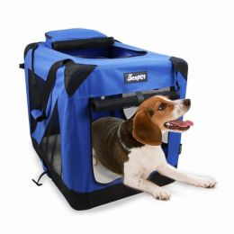 JESPET Soft Pet Crates Kennel, 3 Door Soft Sided Folding Travel Pet Carrier with Straps and Fleece Mat for Dogs, Cats, Rabbits, Indoor/Outdoor Use wit